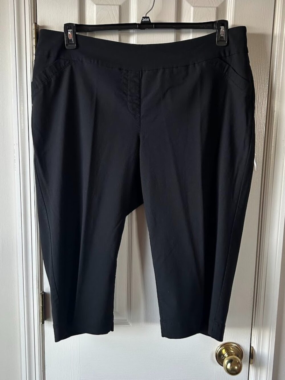 Kim Rogers 24W Cropped Pants Black Stretch Pockets